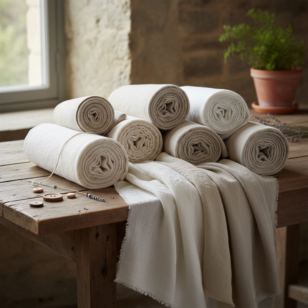 Natural linen fabric rolls