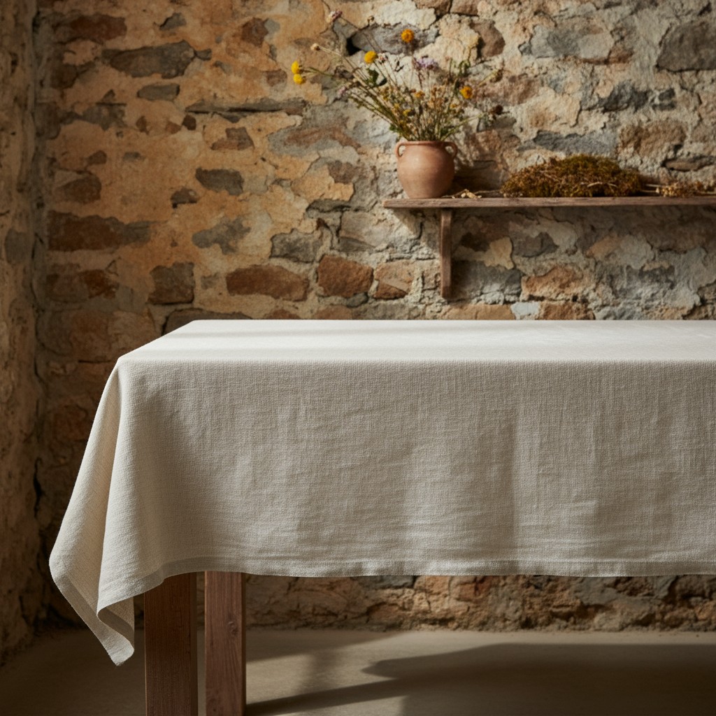 Table with linen tablecloth