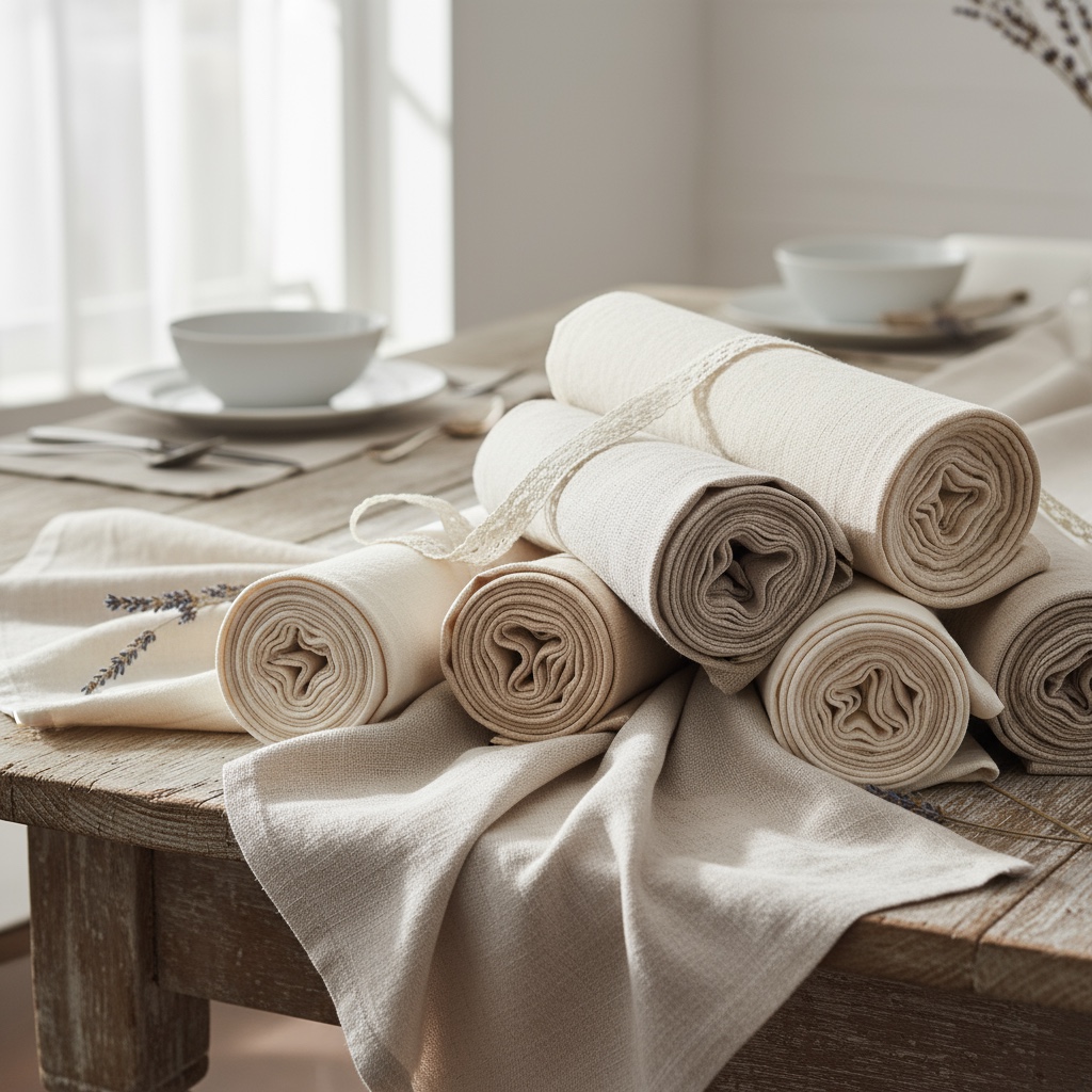 Rolled linen fabrics